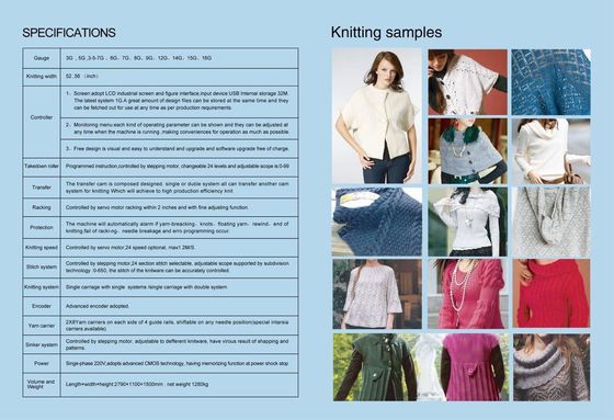 8gg Gauge Computerized Flat Knitting Machine for Sweaters Single Double Three System