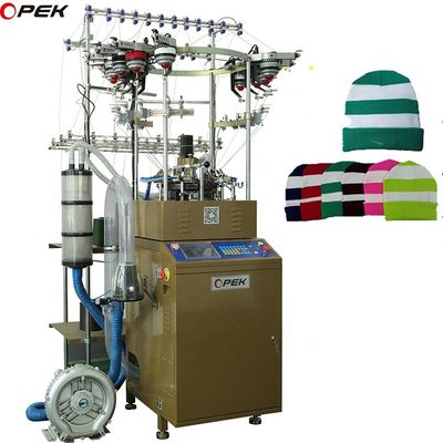 Yellow Jacquard Cap Production OPEK Muslim Cap Knitting Machine with Fully Auto Alarm