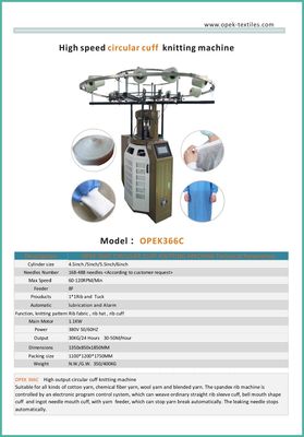 CE ISO9001 Certified Circular Cuff Knitting Machine for Knitwear and More