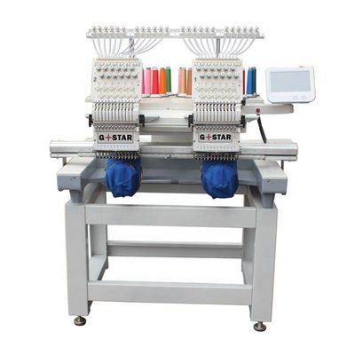 12 15 Needles Double Two 2 Heads Flat Embroidery Machine for Hat Cap T shirt at OPEK